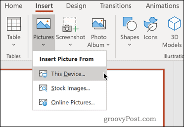 Εισαγωγή εικόνας από τη συσκευή σας στο PowerPoint