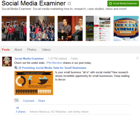 Σελίδες Google+ - Εξεταστής κοινωνικών μέσων