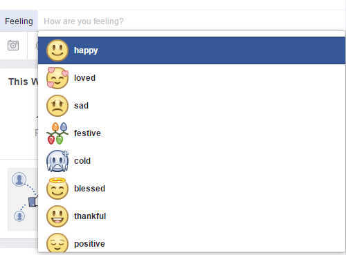 Επιλέξτε ένα emoji που αντικατοπτρίζει το συναίσθημα που θέλετε να εκφράσετε στο Facebook.