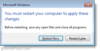επανεκκινήστε τον υπολογιστή για να αποθηκεύσετε τις αλλαγές