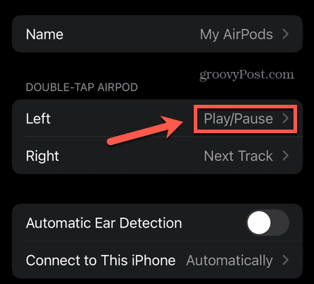 επεξεργασία αριστερού airpod