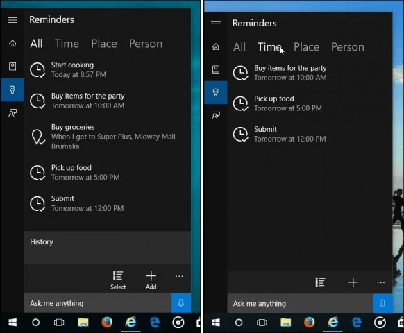 Windows 10 Cortana Υπενθύμιση