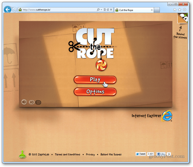 Αναπαραγωγή της έκδοσης HTML5 Web Cut of the Rope στο IE 9