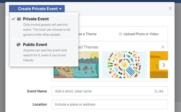 Οι εκδηλώσεις στο Facebook δίνουν στην επιχείρησή σας έναν τρόπο να συμπεριλάβετε θαυμαστές, ακόλουθους και πελάτες σε ένα διαδικτυακό σεμινάριο, μια παρουσίαση προϊόντων, ένα μεγάλο άνοιγμα ή άλλες γιορτές.