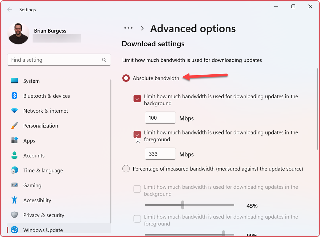 Περιορισμός εύρους ζώνης για Windows 11