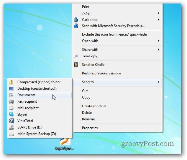 Windows 7 δεξί κλικ στο μενού: Προσθήκη αντιγράφων και μετακίνηση σε φακέλους εντολές