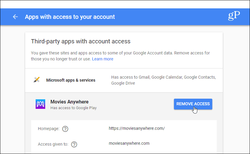 Εφαρμογές τρίτων με πρόσβαση στο λογαριασμό Gmail