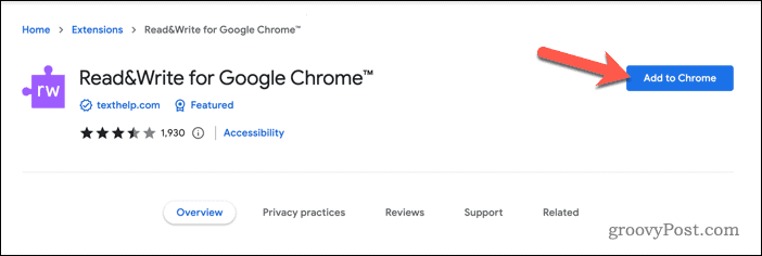 Προσθήκη της επέκτασης Read & Write στο Google Chrome
