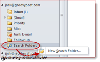 Φάκελοι αναζήτησης του Outlook 2010