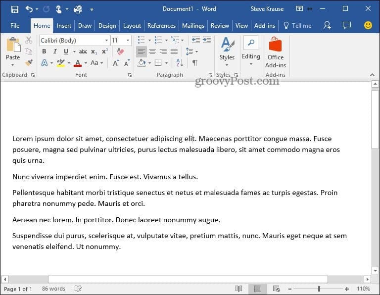 Πώς να εισαγάγετε κείμενο Lorem Ipsum στο Microsoft Word 2010 και 2007