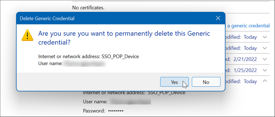  επαλήθευση διαγραφής χρήσης διαχείρισης διαπιστευτηρίων στα Windows 11