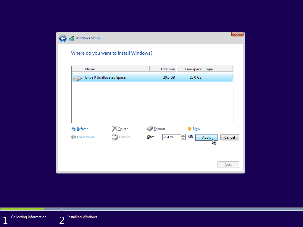 08 Χρήση μέγιστου διαθέσιμου χώρου Windows 10 Καθαρή εγκατάσταση