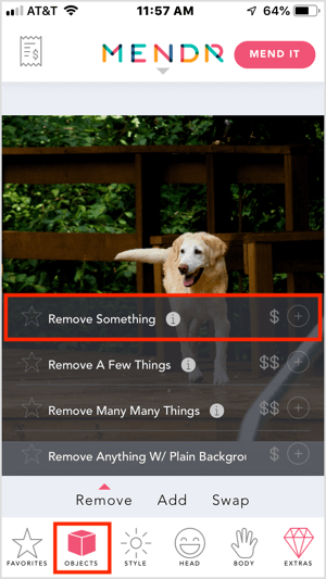 Καταργήστε ένα αντικείμενο από τη φωτογραφία σας με την εφαρμογή Mendr για κινητά.