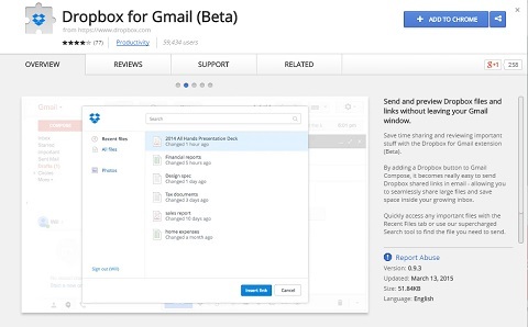 dropbox για το Gmail