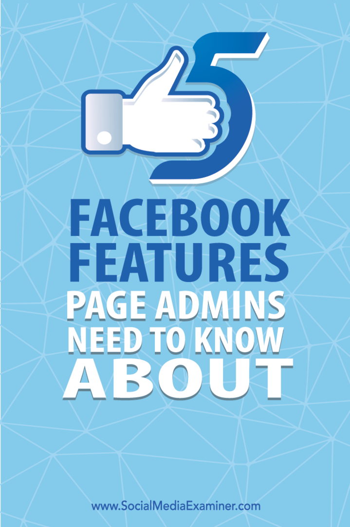 πέντε λειτουργίες facebook για διαχειριστές σελίδων