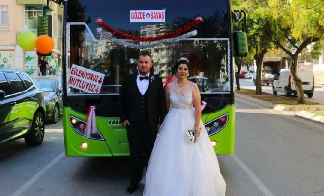 Το λεωφορείο που χρησιμοποιούσε έγινε νυφικό! Το ζευγάρι έκανε μαζί μια περιήγηση στην πόλη
