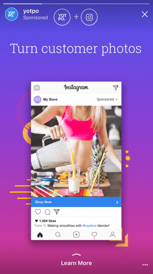 Οι νέοι στόχοι διαφημίσεων ιστορίας Instagram σάς επιτρέπουν να στέλνετε χρήστες στον ιστότοπο και τις εφαρμογές σας, αυξάνοντας πραγματικές μετατροπές αντί να ελπίζετε απλώς για αναγνωρισιμότητα επωνυμίας.