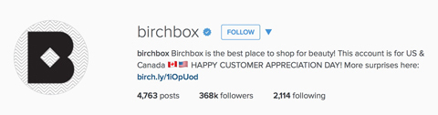 birchbox instagram προφίλ βιογραφικό