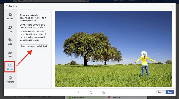 Το Facebook επιτρέπει πλέον στους χρήστες να παρακάμπτουν το κείμενο που δημιουργείται αυτόματα για εικόνες που ανεβαίνουν στον ιστότοπο.