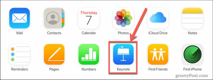 Πατήστε Keynote στο iCloud