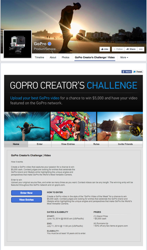 σελίδα προορισμού διαγωνισμού gopro