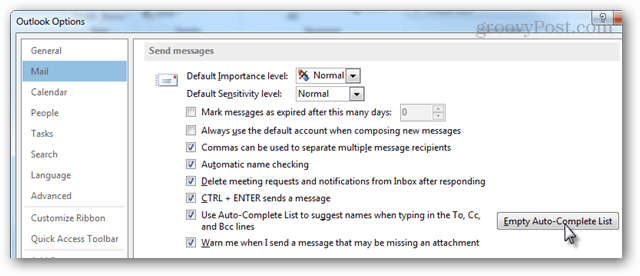 Πώς να καθαρίσετε το Outlook 2013 AutoComplete