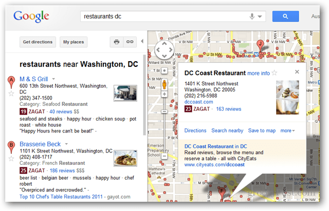 Η Google έχει ενσωματώσει τις αναθεωρήσεις φίλων του Zagat και του Google+ στα αποτελέσματα αναζήτησης των Χαρτών Google