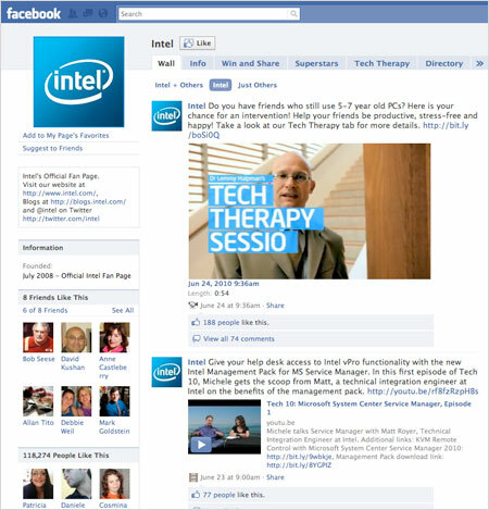 Σελίδα Facebook της Intel