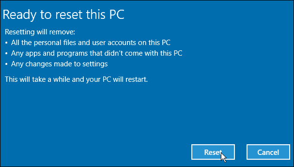 Επαναφορά των Windows 10 PC