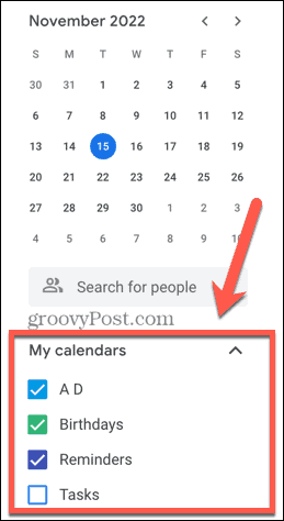 ημερολόγιο google επιλέξτε ημερολόγια