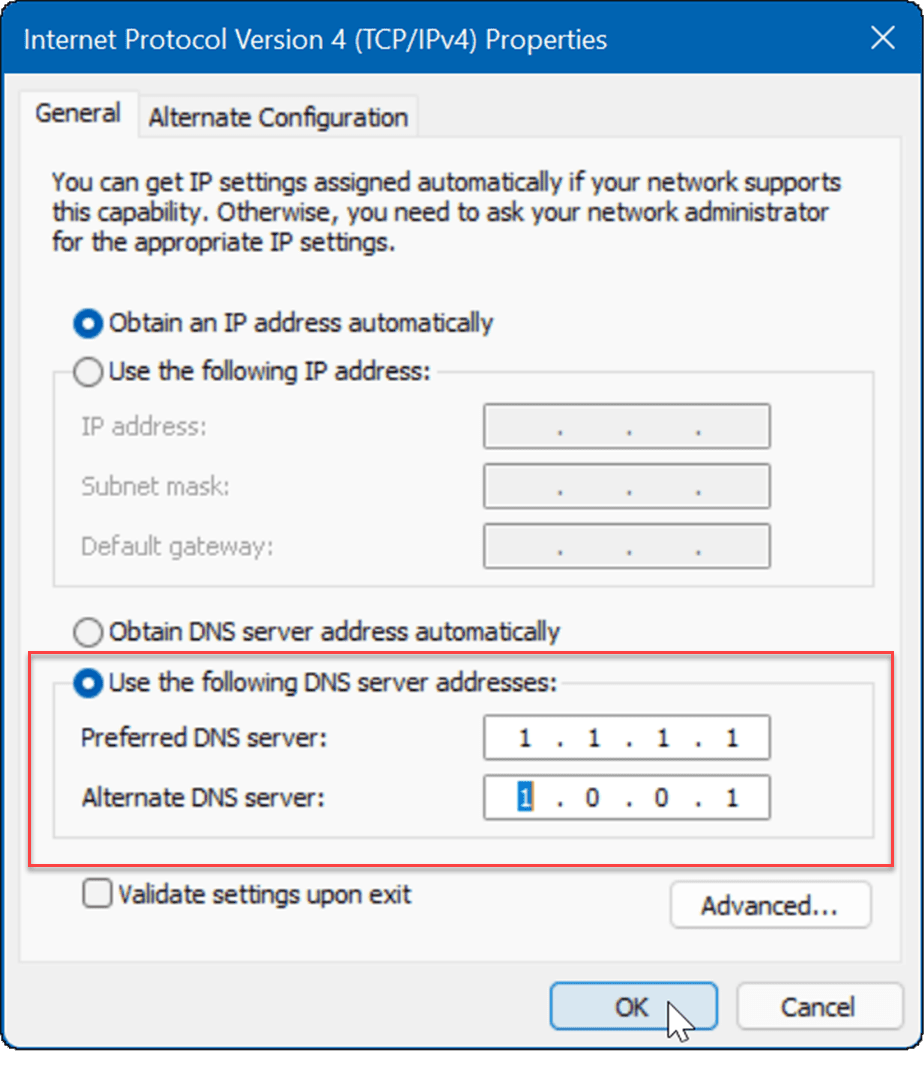 πληκτρολογήστε DNS fix slow internet στα windows 11