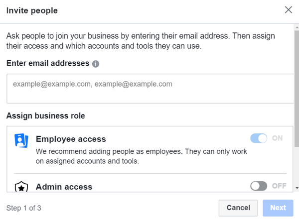 Χρησιμοποιήστε το Facebook Business Manager, Βήμα 3.