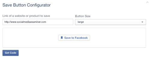 Το κουμπί αποθήκευσης facebook ορίστηκε σε διεύθυνση url