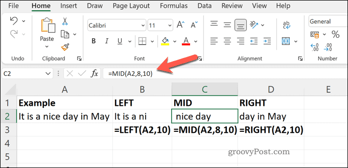 Ένα παράδειγμα των συναρτήσεων MID RIGHT και LEFT στο Excel