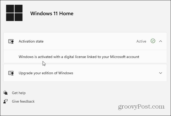 Κατάσταση ενεργοποίησης Windows 11