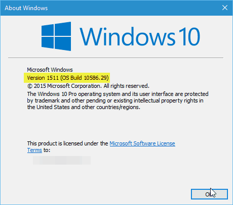 Windows 10 Έκδοση 10586.29