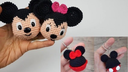 Πώς να φτιάξετε το μπλουζάκι Amigurumi Minnie και Mickey Mouse; Δημιουργία μπρελόκ Mickey mouse