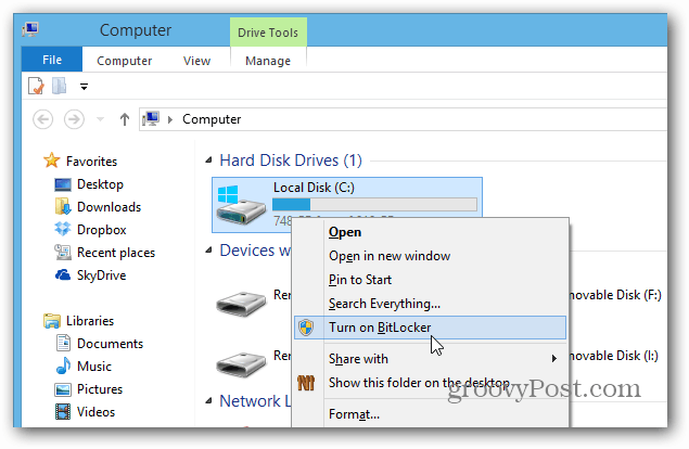 Ενεργοποιήστε το Bitlocker Right Click