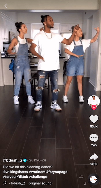 TikTok πρόκληση βίντεο με τρία άτομα να χορεύουν