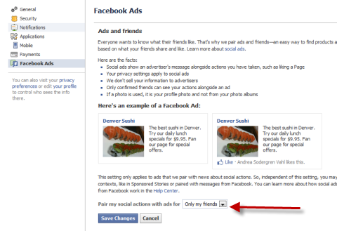 ρυθμίσεις διαφημίσεων στο facebook