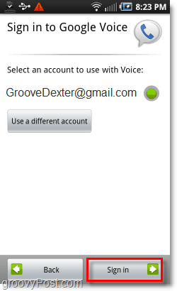 Το Google Voice για Σύνδεση μέσω κινητού τηλεφώνου Android