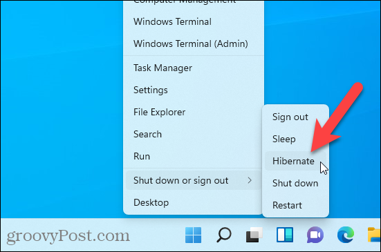 Η επιλογή αδρανοποίησης είναι διαθέσιμη στο μενού Windows + X στα Windows 11