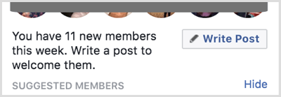 Γράψτε μια ανάρτηση για να καλωσορίσετε νέα μέλη στην ομάδα σας στο Facebook.
