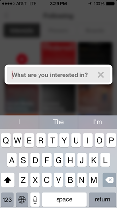 αναζήτηση ενδιαφερόντων pinterest στο iOS