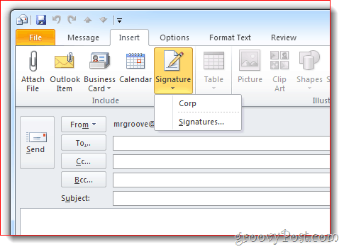 Εισαγωγή υπογραφής Outlook 2010