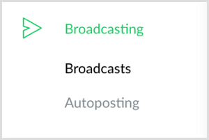 Κάντε κλικ στην επιλογή Broadcasting στα αριστερά στο ManyChat.