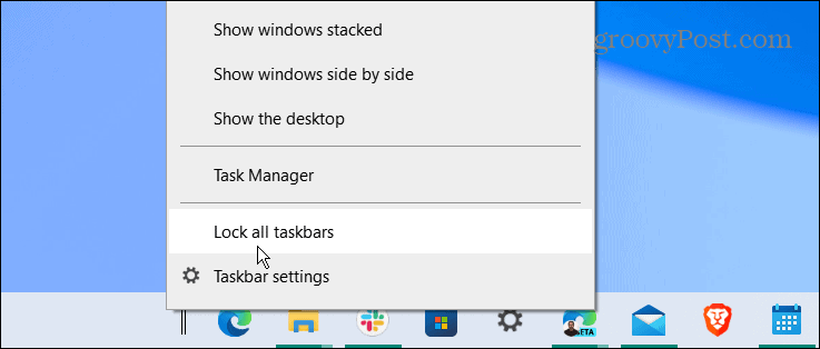 Κλείδωμα όλων των γραμμών εργασιών στο κέντρο των Windows 10