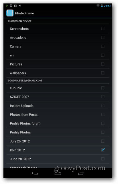 Nexus 7 φάκελοι πλαισίων φωτογραφιών