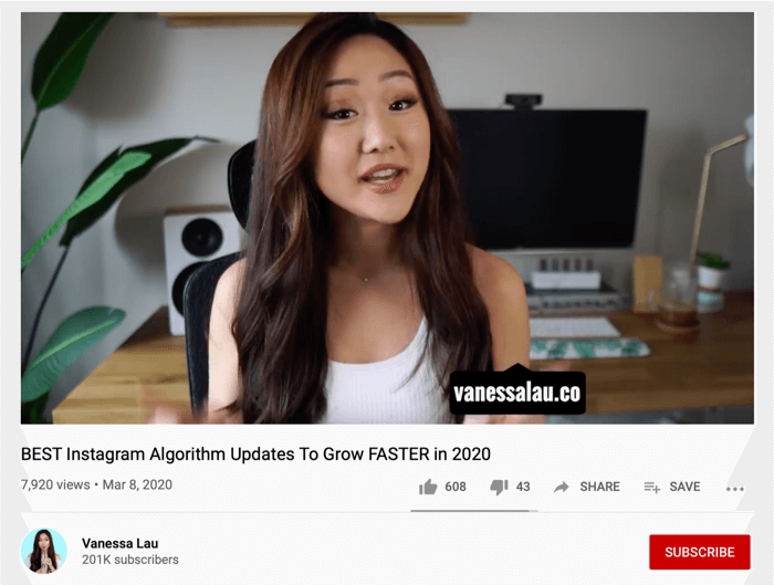Vanessa Lau YouTube κοινή χρήση βίντεο στο Instagram