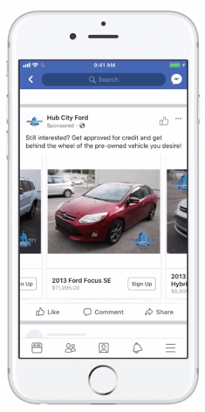 Το Facebook παρουσίασε δυναμικές διαφημίσεις που επιτρέπουν στις εταιρείες αυτοκινήτων να χρησιμοποιούν τον κατάλογο οχημάτων τους για να αυξήσουν τη σημασία των διαφημίσεών τους.